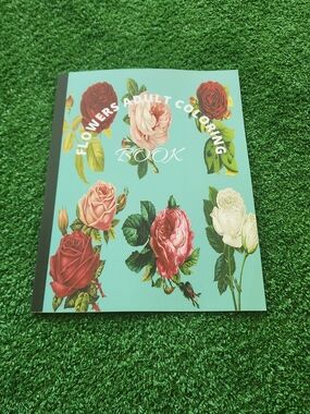 Flowers Adult Coloring Book - Teal Floral Cover